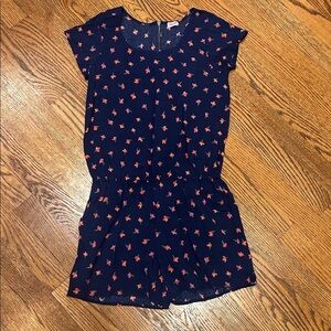 Splendid Girls Blue Romper with Pink Floral Accents, size 14